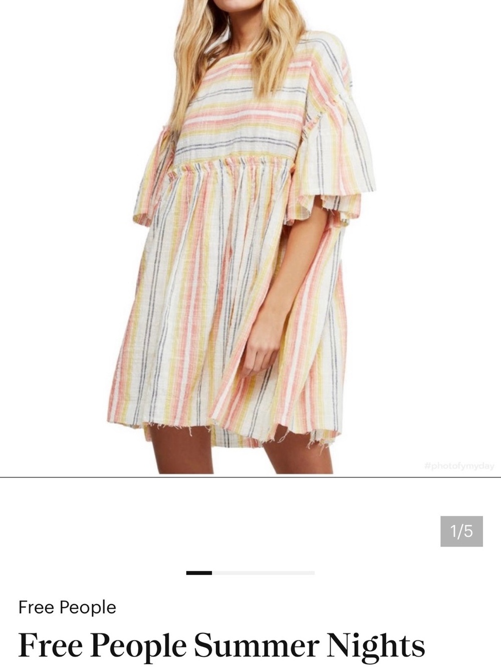 Free People women Pastel Stripe Babydoll Dress - Pink, Yellow, Cream, Blue